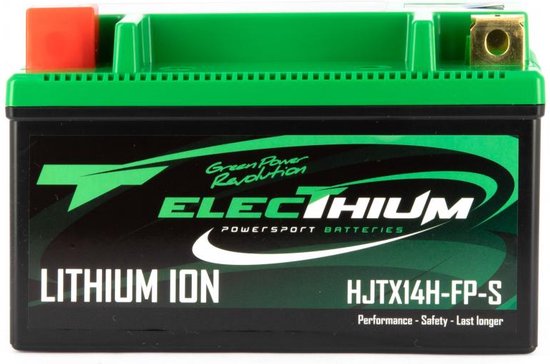 Batterie Lithium Electhium pour Scooter Piaggio 500 MP3 LT Business Sport Abs 2012 à 2018 HJTX14H-FP-S / YTX14-BS / YTX14H-BS / 12V 4Ah Neuf
