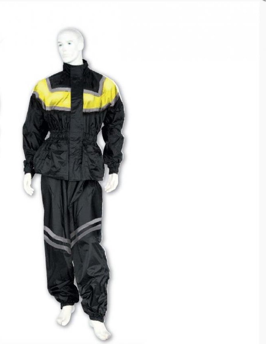 mad regenjas en broek set maat xxxl zwart en geel voor motor scooter nieuw