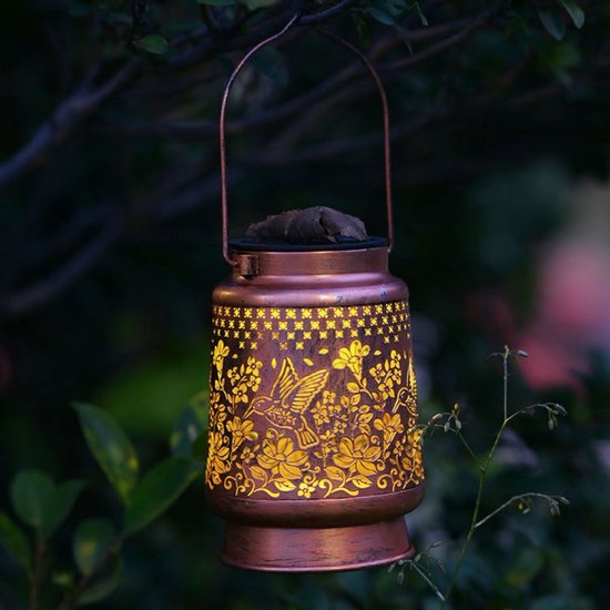 Lardic Solar Tuinlamp – Solar Tuinverlichting – Brons kleurig metaal – Tuinverlichting op zonneenergie buiten – Led buitenverlichting met sensor - Tuinfontein - Tuinfakkel / Tuinlantaarn - Sfeerverlichting