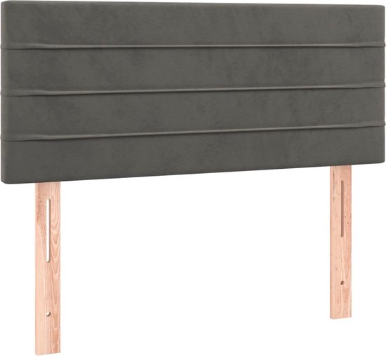 vidaXL Lit - Sommier tapissier de Luxe avec LED - 203x90x78/88 cm - Gris foncé - Tissu velours - Lit