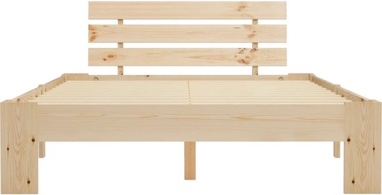 The Living Store Cadre de lit Bois de pin 140x200 cm - Naturel - Solide et durable