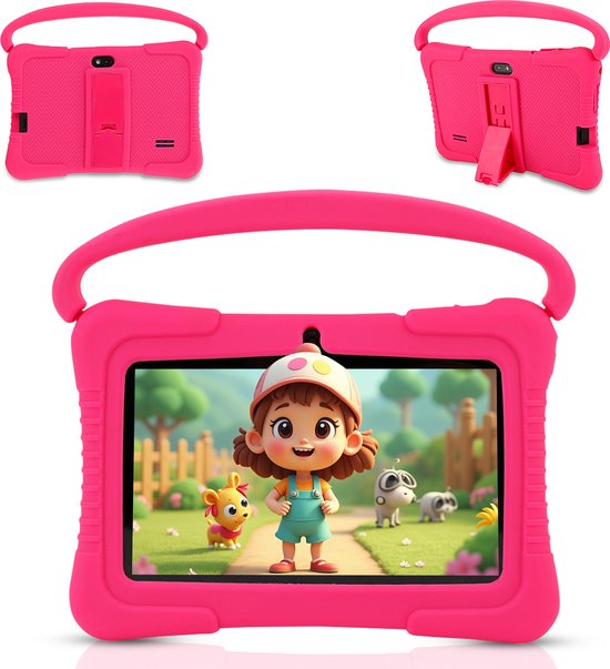 Dailygoods® Kindertablet - 7 Inch - Tablet - 2024 model - Langdurig gebruik - 32GB - Vanaf 3 jaar - 2 jaar garantie - Roze