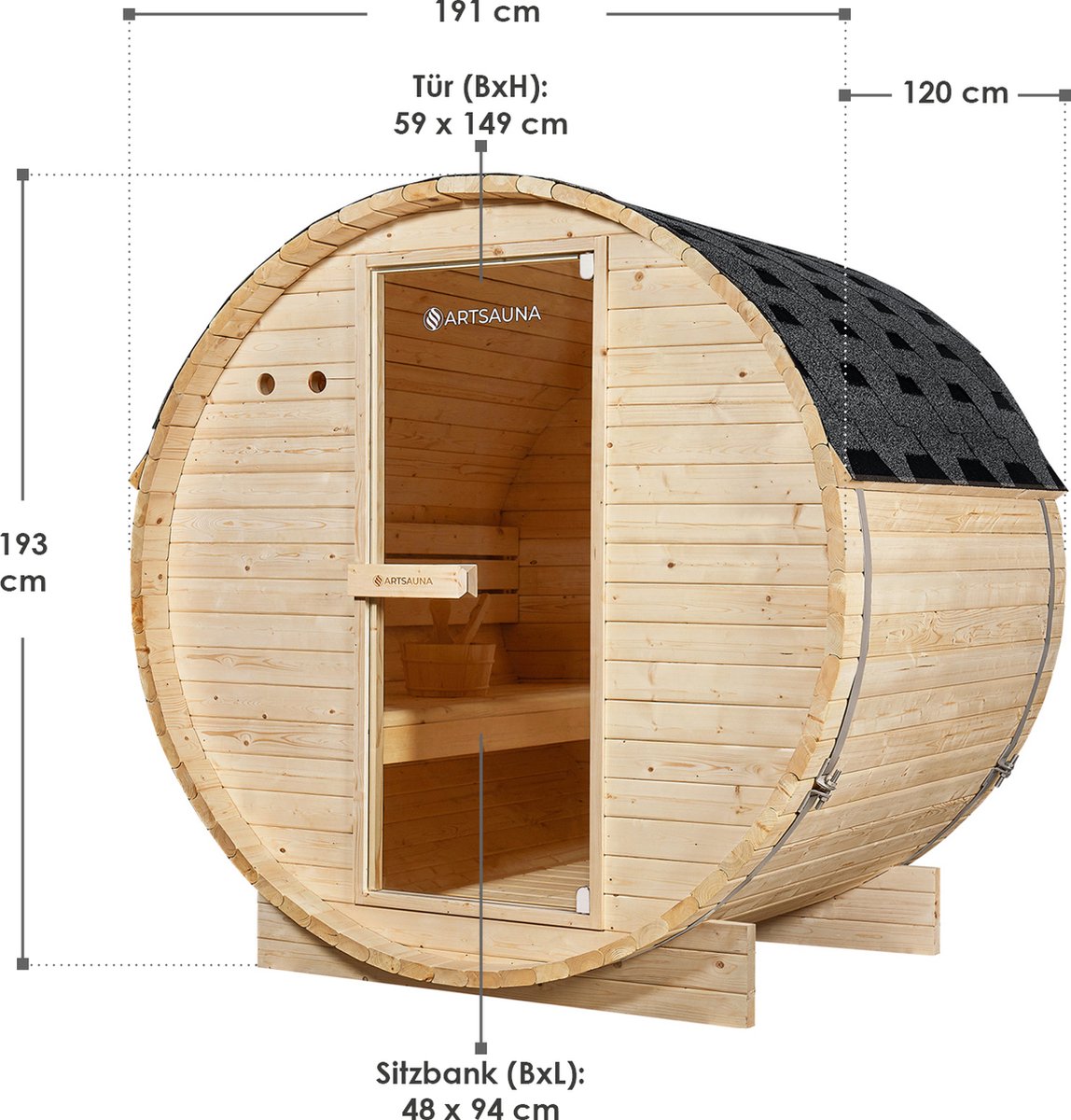 Buitenbarrelsauna Spitsbergen - 191x120x193 cm SAUNA thumbnail 6