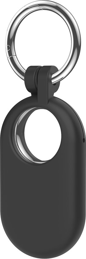 Cazy Hoesje geschikt voor Samsung SmartTag2 - Siliconen Sleutelhanger Hoesje - Zwart