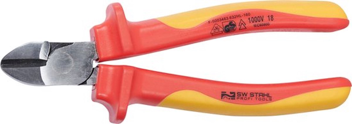 SW-Stahl 41911L VDE zijkniptang 160 mm I zijkniptang elektrisch 1000 volt I met 2 componenten handgreep I zijkniptang voor draad en kabel I draadkniptang voor strippen