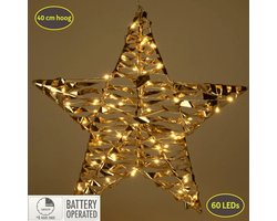 Verlichte Kerstster Goud 40 cm – 60 LED’s – Warm Wit Licht – Timer – Twisted Design – Binnengebruik
