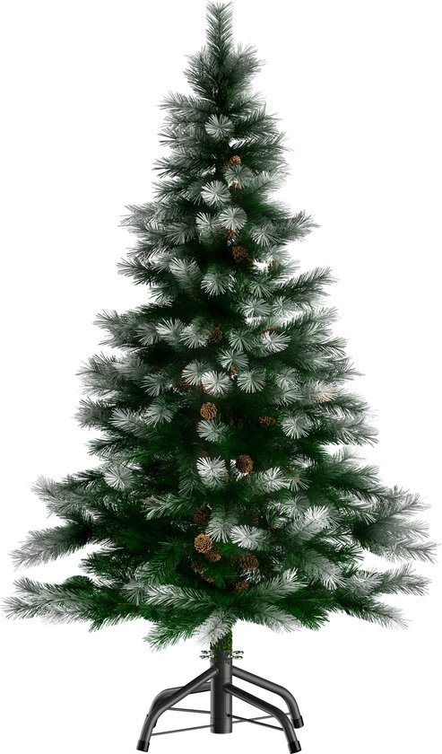 OZAVO Kunstkerstboom, luxe beflocking kerstboom met ijzeren voeten, dennenboom met grote sneeuweffect, boom hoogte 120 cm