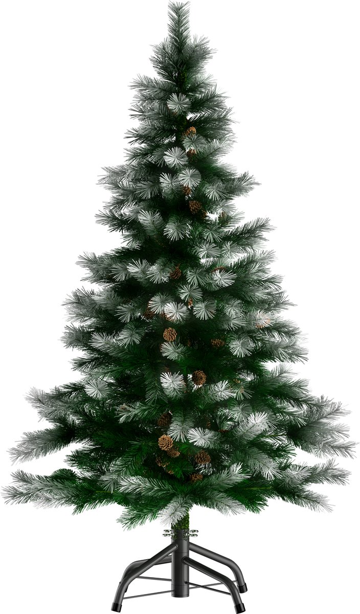 Casaria Kunstkerstboom - Sneeuweffect Dennenappels 180cm - Groen Wit