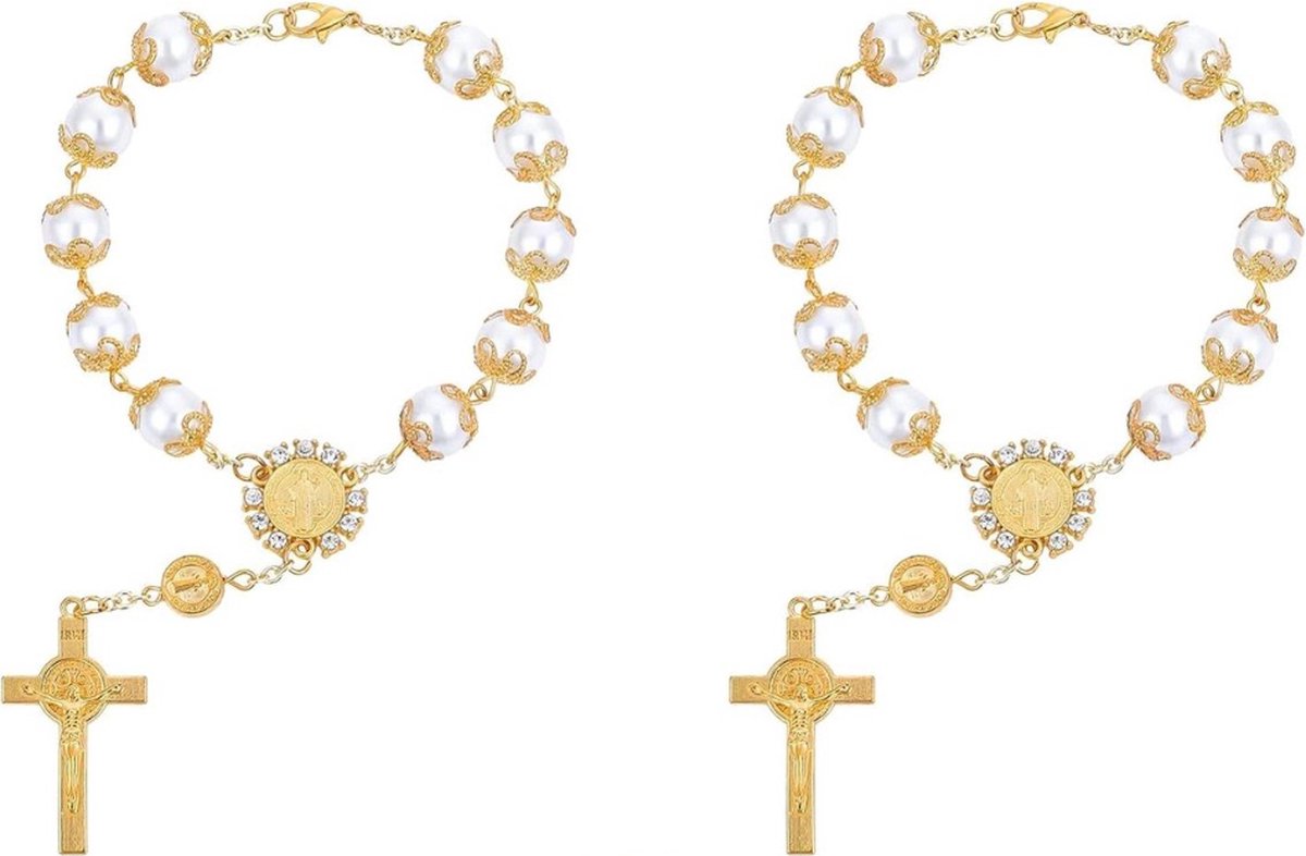 Rozenkrans voor Autospiegel, Stijlvol Accessoire Katholieke Hangornament voor Bruiloftsfavors Doop en Eerste Communie (Grijs