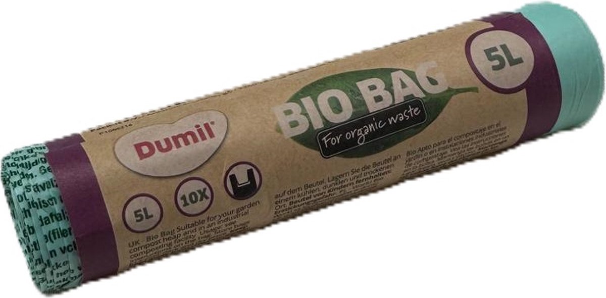 Dumil - 5 liter bio afvalzak - 10 stuks per rol - 40 x 37 CM