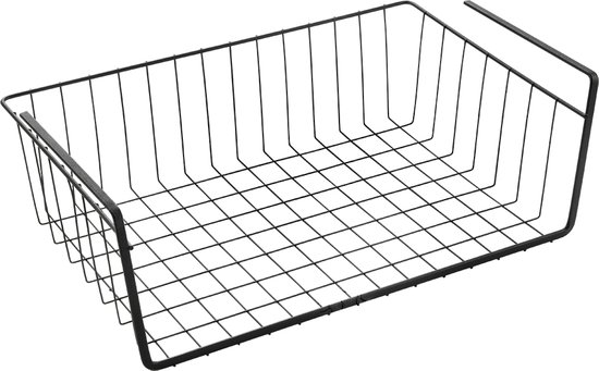 Matzwarte Metaltex Kanguro hangmand met twee armen om over een kastplank te schuiven