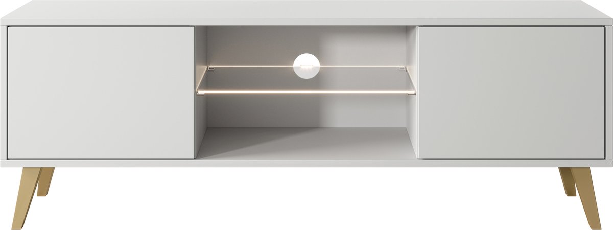 Selsey Savoni II - TV-meubel 140 cm - Wit met gouden poten