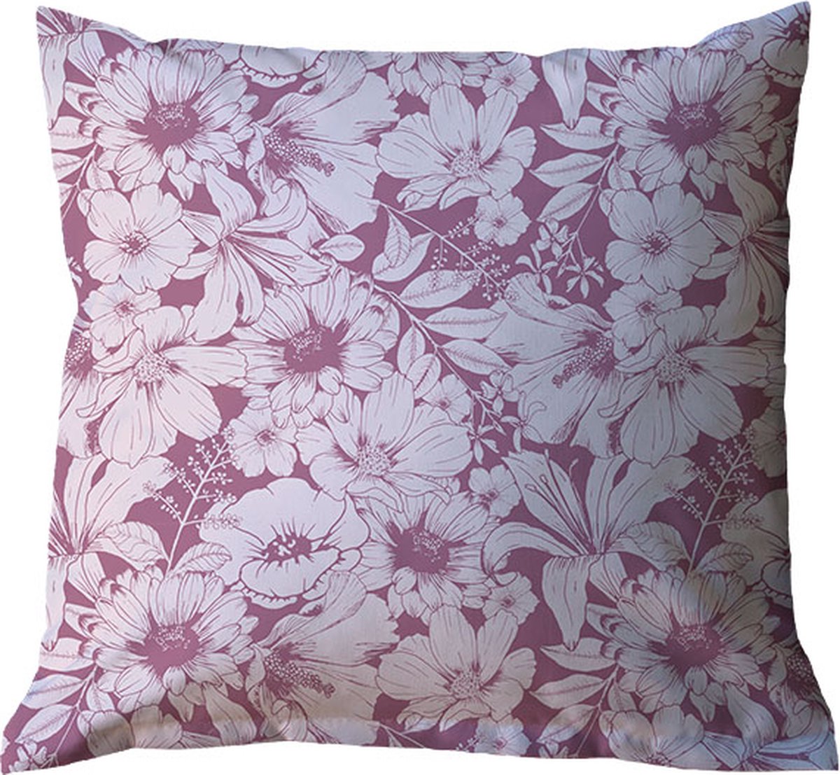 Kussens woonkamer - Kussen bloemen 45×45 cm | Lila - Kussenhoes met verborgen ritssluiting en kussen