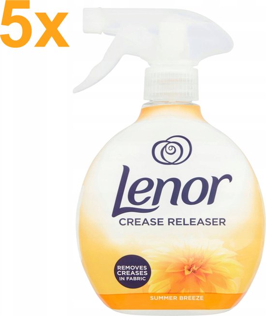 Lenor – Crease Releaser – Summer Breeze – Kreukverwijderaar - Textielvefrisser – Spray – 5x 500ml - Voordeelverpakking