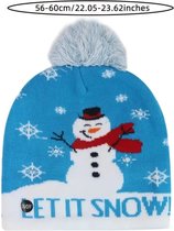 Bonnet de Père Noël Bovista - Adultes - Noël - Père Noël - Hiver - Chaud - Noël - Bleu foncé - Avec lumières