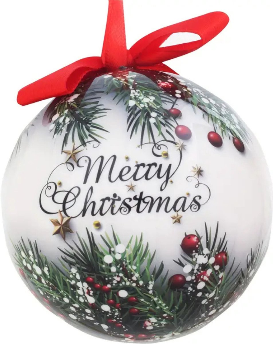 Kerstballen set van 6 plastic ballen in stijl 2, 8 cm.