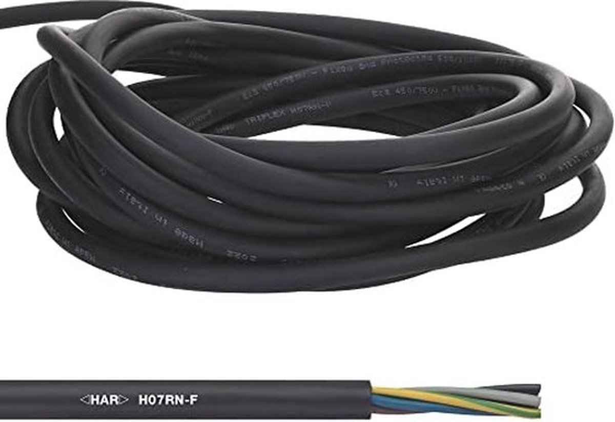 Image of 10 meter Lapp 1600117 H07RN-F 3x1 mm² flexibele rubberen kabel met aardgeleider I UV-bestendige kabel voor buitengebruik I oliebestendig I koudebestendig I aansluitkabel 3G1 mm2 zwart