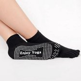 Scoby - Yogasokken - Sportsokken - Yoga - Antislip - Sokken - Yogasok - Teensokken - Pilates Socks - 36-40 - Zwart