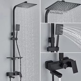 Collox Compleet Douchesysteem - Badkamerkraan - Hoofddouche & handkraan & Bidet sproeier & Baduitloop kraan - Regendouche - Mat zwart