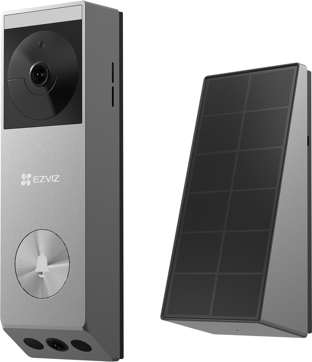 Afbeelding 3 van EZVIZ EP3X Pro + CH1 Chime – Draadloze Video Deurbel – Dual-Lens 2K HD – Geen Abonnement – 32GB Opslag – AI Detectie - Incl. Zonnepaneel
