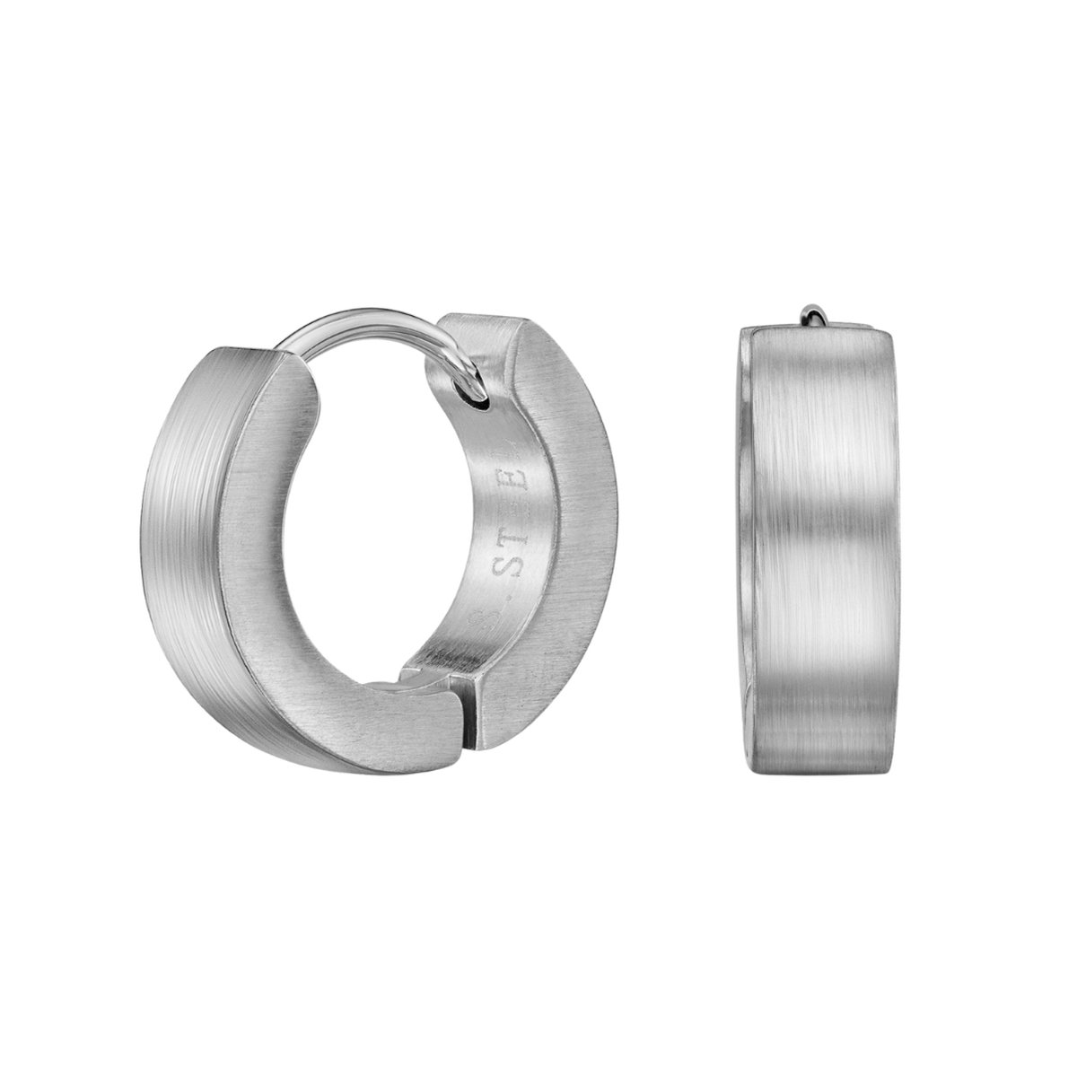 Traveller Oorringen - Oorbellen - Unisex - Mat Zilver - Ring - Edelstaal - Ø 14 mm - Oorstekers - 166360