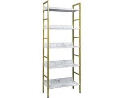 Metalen houten plank opbergplank industrieel,boekenplank Staande plank 60x27,5x160cm,Goud 0018ZWJ