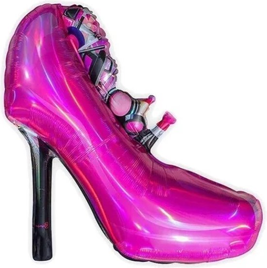 Pump Ballon - XL - 73x80cm - Make-up - Schoen - Meisje - Tiener - High Heels - Roze - Barbie - Pumps - Ballonnen - Vrouwelijk - Thema feest - Thema feestje - Verrassing - Helium ballon - Folie ballon - Folieballon - Leeg - Versiering