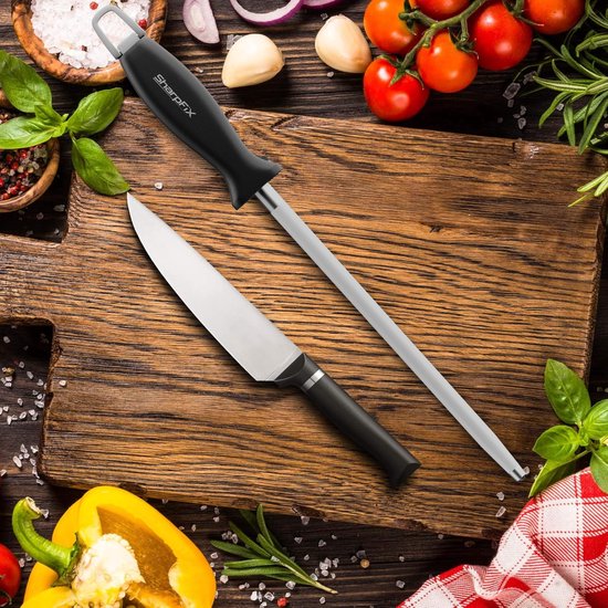 SharpFix Fusil d'aiguisage Classic – Aiguiseur de couteaux 60 HRC – Aiguiseur à tirage – Noir