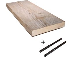 Wandplank van Steigerhout 50 cm - Voorgeboorde Gaten - Zwevend en Industriële Stijl