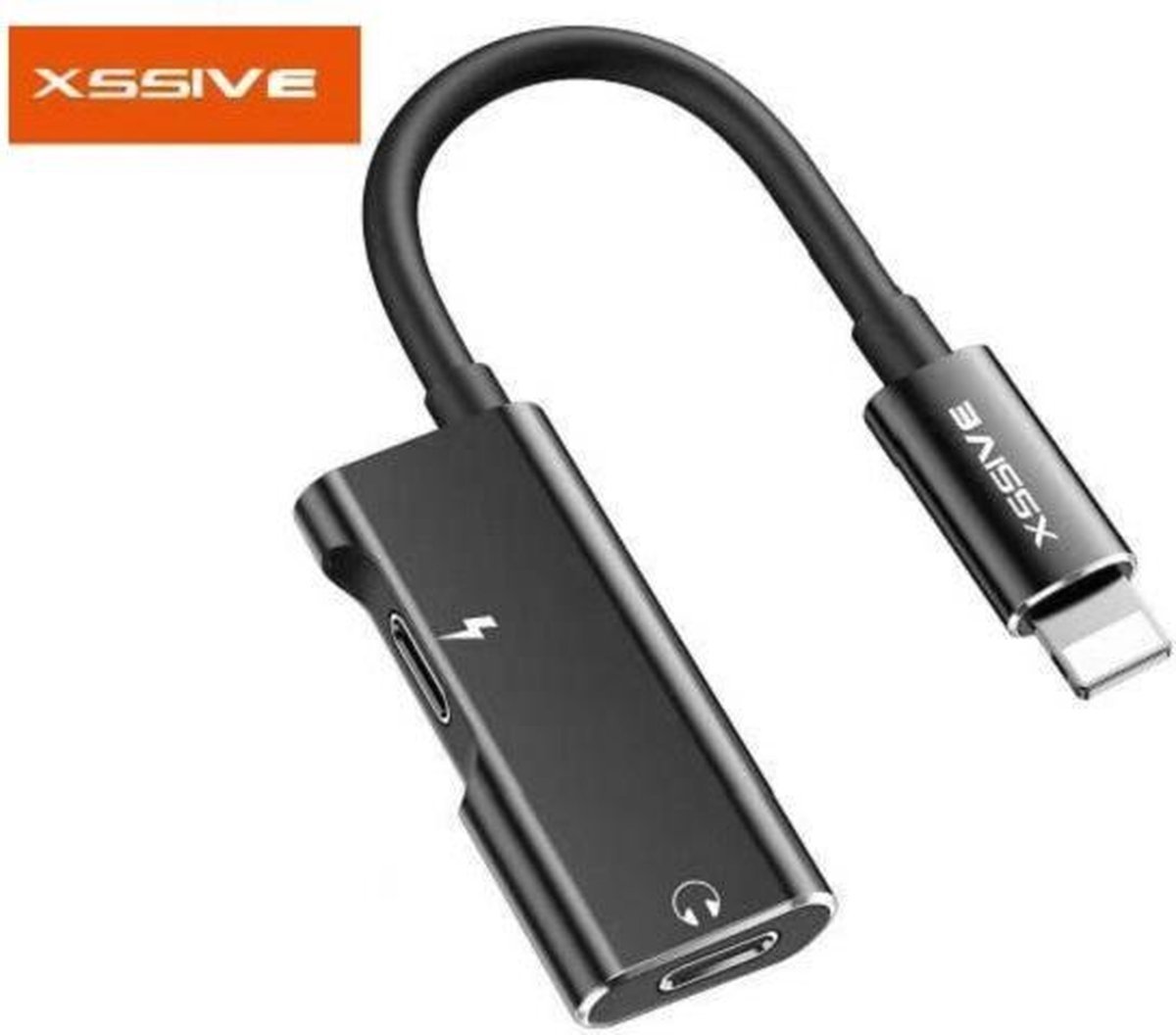 Lightning splitter adapter 2 in 1 Muziek Audio + Opladen – Zwart - AUX - iphone - XXL Mobile