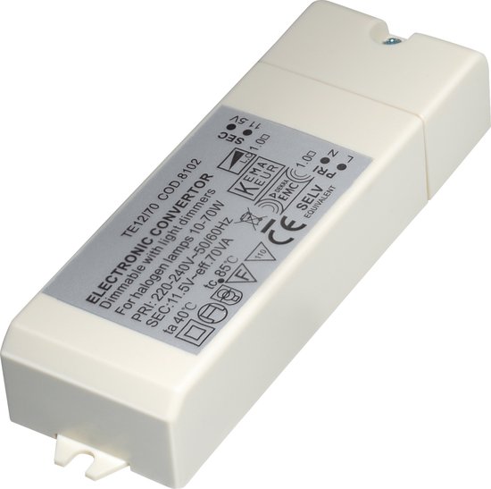 Transformateur halogène électronique 12 volts, 10-70 Watt