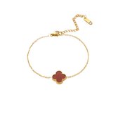 Bracelet Aurélia Luxe Trèfle - Doré Or Rouge - petite fleur minimaliste - 1 pièce trèfle à quatre feuilles 9 mm - acier inoxydable