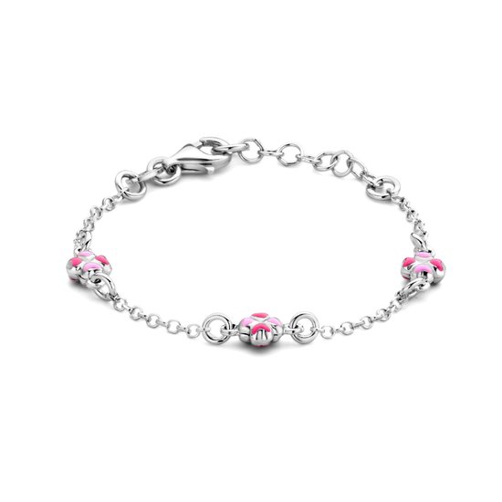 Zilver Gerhodineerd Armband Klavertjes 11 + 2 Cm 1336391