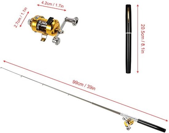 Mini Telescopische Hengel Set met Draagtas, Aluminium Spoel, Vissnoer en Lure Haak voor Effectief Vissen van MINI — afbeelding 5