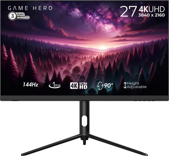 GAME HERO® 27 inch 4K Ultra HD IPS - Monitor Draaibaar - 160Hz - 1ms