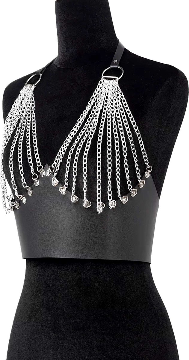 Goedkoopste Erotische korset ketting beha - RVS - Sexy top - Verstelbaar - One size - Feest