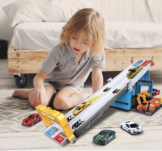 2-in-1 Racebaanset - Speelmat, Racebaan en Opslagdoos - Inclusief 2 Metalen Auto's - Educatief Speelgoed voor Jongens en Meisjes vanaf 3 Jaar van Merkloos — afbeelding 2