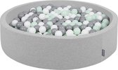 KiddyMoon rond ballenbad ballenbad 120x30cm/200 ballen ∅ 7cm ballenbakken kleurrijke ballen voor baby's speelbad peuters, made in the eu, lichtgrijs:wit-grijs-mint
