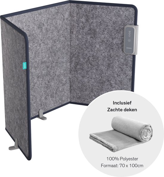 Sinji Elektrische Kachel – Infrarood Verwarmingspaneel – Heater – Opvouwbaar & Verplaatsbaar – Incl. Deken – 195W – Blauw