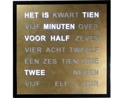 foto van Intertime | Woordklok | Wandklok | 40x40 | Goud | Nederlands