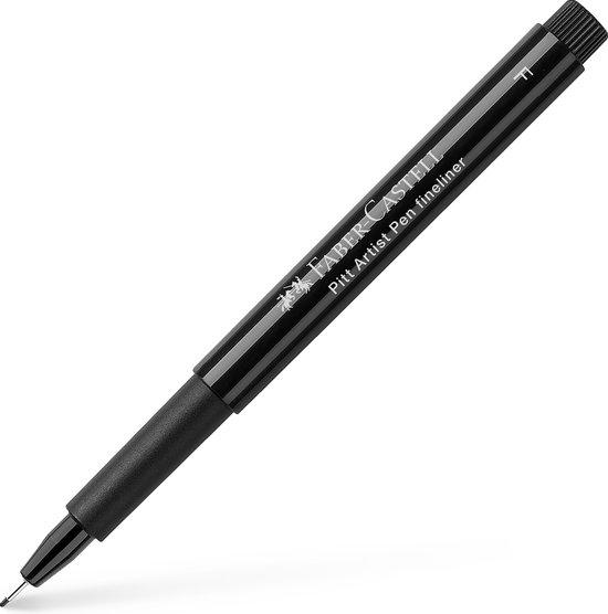 Zwarte Faber-Castell Pitt Artist Pen fineliner met dop en F-markering.