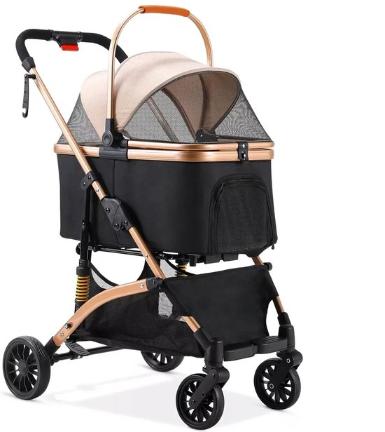 Foto: Hipet inklapbare dubbele hondenbuggy duo tot 20kg per zitting zwart grijs