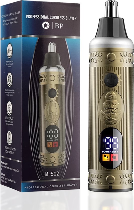 BP® Neustrimmer voor Mannen en Vrouwen - 3-in-1 Trimmer - Neushaartrimmer - Wenkbrauw Trimmer - Oortrimmer - USB Oplaadbaar - 2 Opzetstukken - Roestvrijstaal - Veilig in gebruik