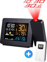 Bol.com BP® Weerstation Met Projectieklok - Weerstation Binnen en Buiten - Projectiewekker - Weerstation met Buitensensor - Hygr... aanbieding