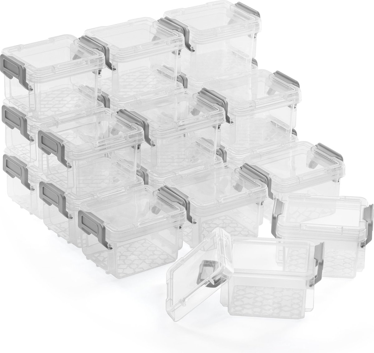 JGS ® Compacte Stapelbare Opbergdozen Set met Deksel voor Kunst en Ambachten, 20 Stuks