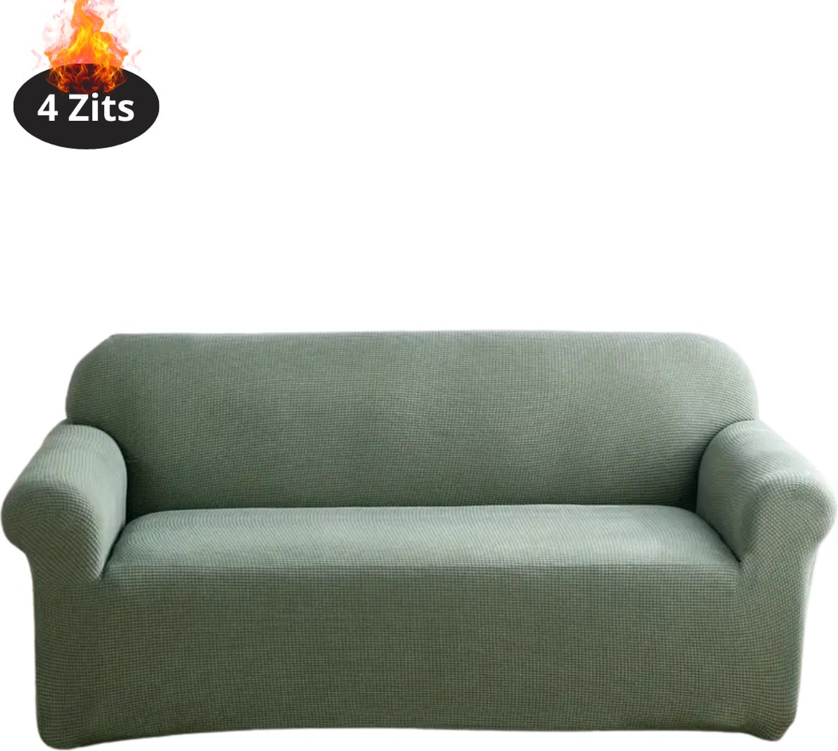 Bovista Bankhoes - Bankbeschermer - Stretch - Sofa Cover - Effen - Groen - 4 Zits