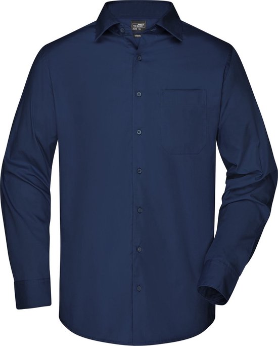 James and Nicholson Heren Longsleeve Poplin Shirt (Marine)