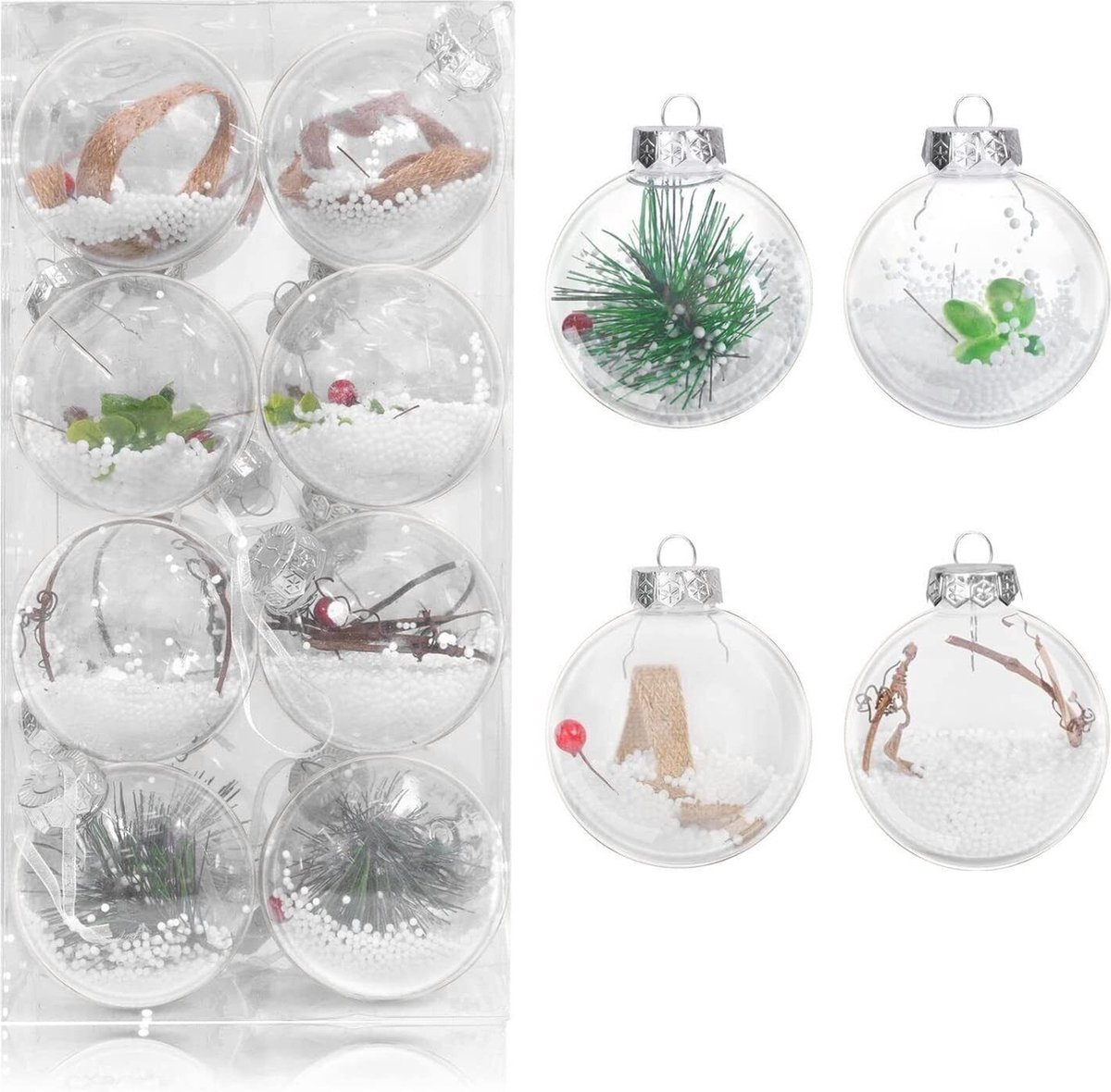 Uten Kerstballen Plastic - 16 Kunststof Kerstballen - Ø 8cm - Transparante - Diy kerstbal
