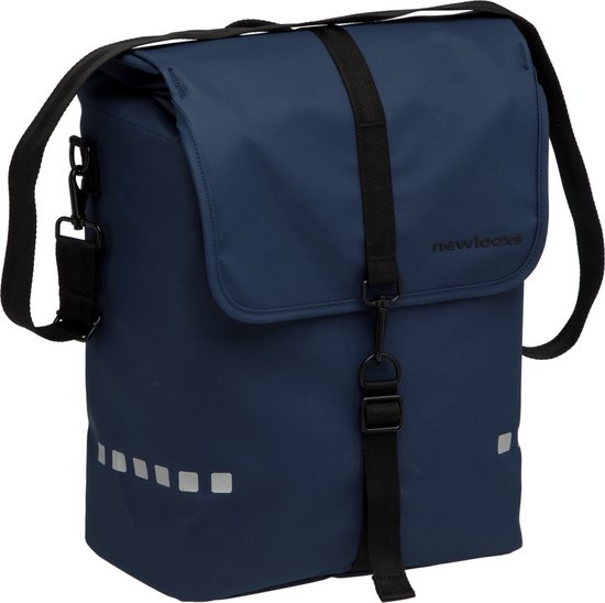 New Looxs ® Odense Single - Enkele Fietstas - Waterafstotend Polyester - Afneembare Fietstas Enkel - Geschikt voor Elektrische Fietsen - 17,5 liter - Schoudertas - Dark Blue