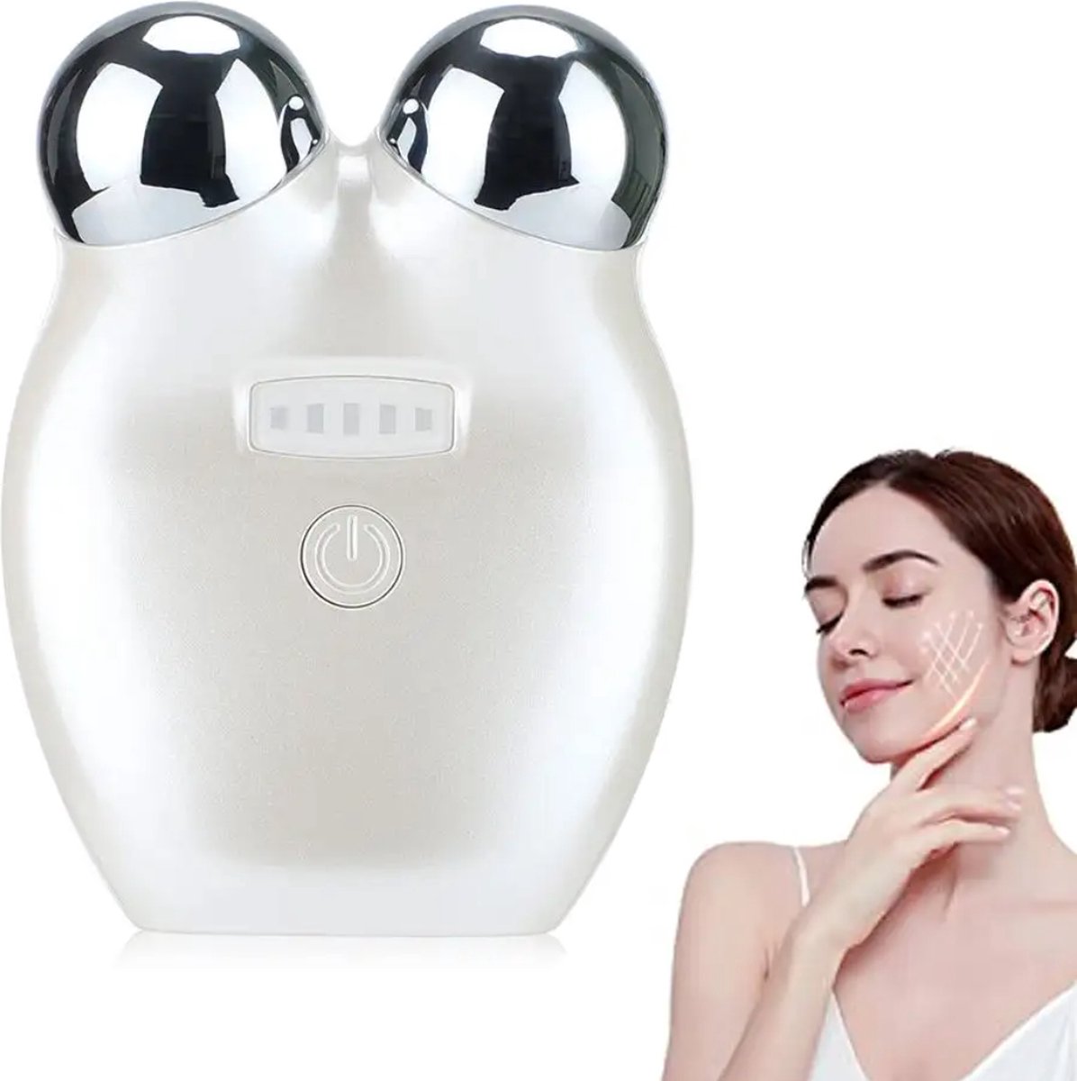 Goedkoopste Gezichtsroller - Huidversteviging - Huidverjonging - Huidverstrakking - Gezichtsmassage - Massageroller - Beautyroller - Anti-aging - Verjongingsapparaat - Wit